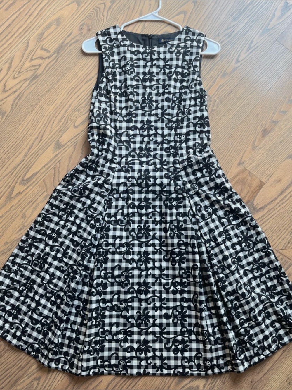Brooks Brothers Black and White Gingham Fit & Flare Dress